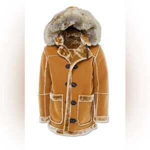 Kids Tan Faux Fur Lined Coat